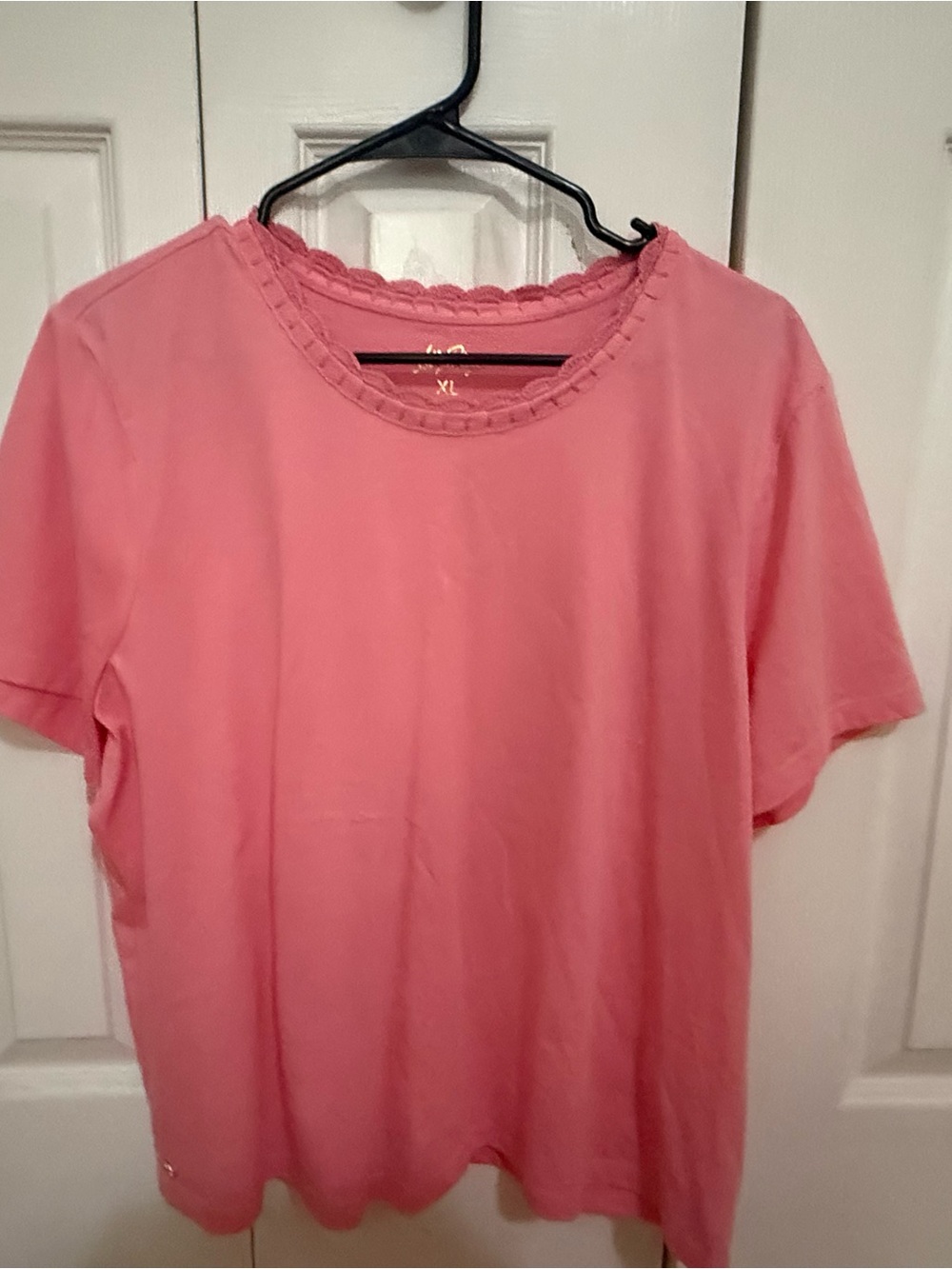 Set of two Lilly Pulitzer Pink and yellow Short Sleeve Tee with Scallop Neckline